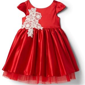 Excellent Janie and Jack FLOWER APPLIQUE SATIN DRESS
